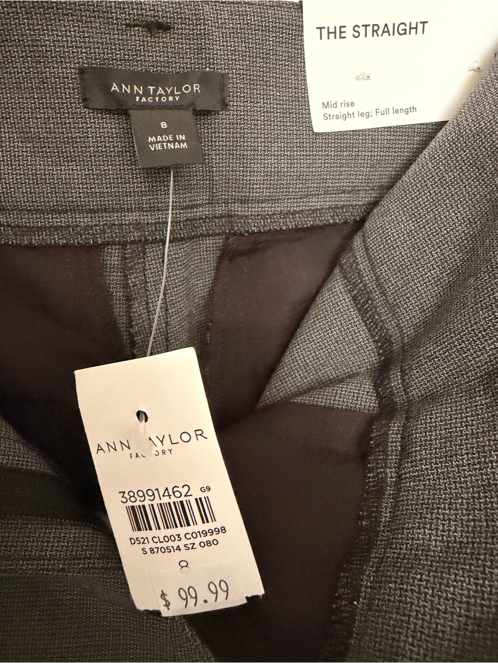 Ann Taylor Charcoal Straight Dress Pants size 8 - Picture 5 of 5